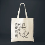 Bride's Mate Sketch Anchor Monogram | Tote Bag<br><div class="desc">Bride's mate sketch anchor tote bag that you can customize with your bridesmaid's names. Totes available for the Bride.</div>