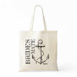 Bride's Mate Sketch Anchor Monogram | Tote Bag