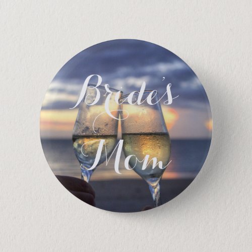 Brides Mom Sunset On The Beach Wedding Buttons