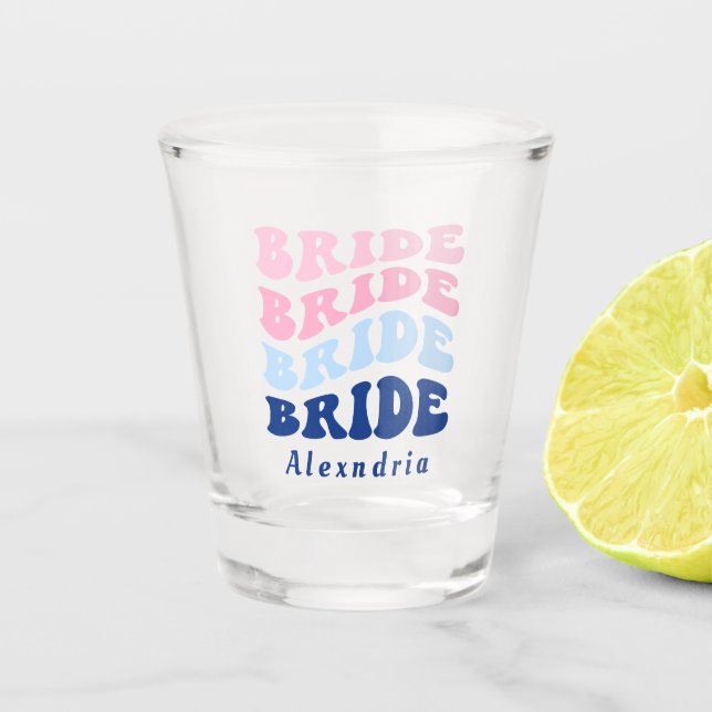 Bride's Name Bachelorette Party Shot Glass (Front)