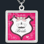 Bride's Necklace<br><div class="desc">Wedding Keepsake Wedding Party Necklaces - to change background color - click customize - click edit - choose last tool in drop down menu and choose from one of the colors shown or enter your rgb hex code for your custom wedding color- to change font color select the text you...</div>