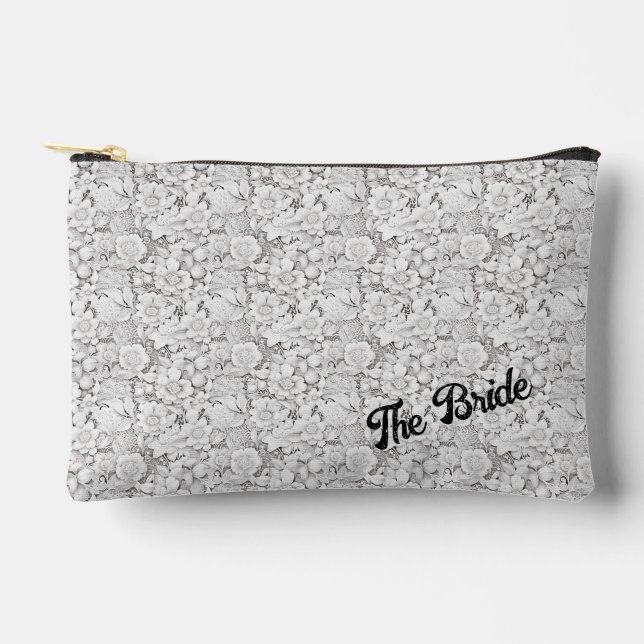Brides personalizable Floral Accessory Pouch (Front)