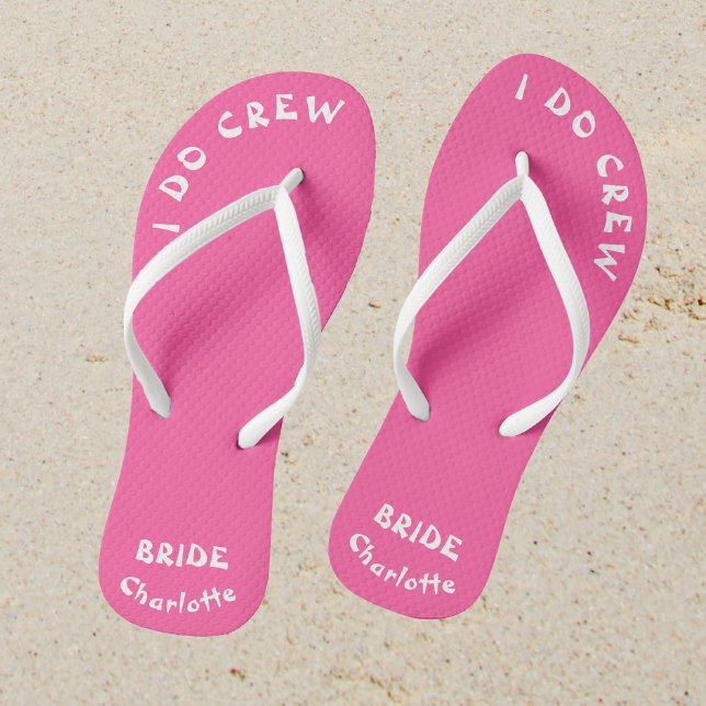 Brides Personalized Pink And White Flip Flops (Sand)