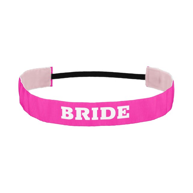 Brides pink personalized hair tie athletic headband (Front)