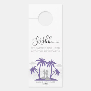 Brides Purple Beach Wedding Door Hanger