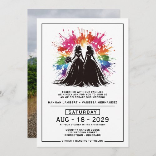 Brides Rainbow Burst Wedding Invitation