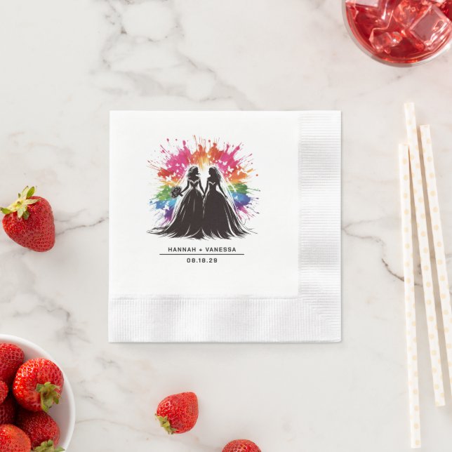 Brides Rainbow Burst Wedding Napkins (Insitu)