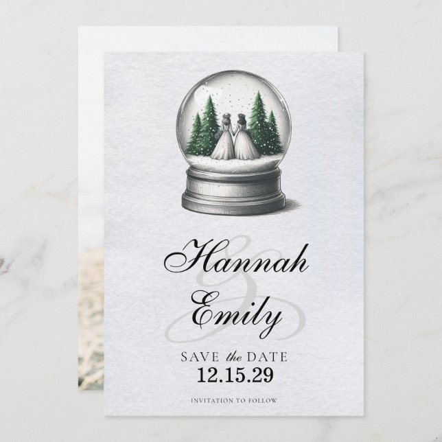 Brides Snow Globe Save The Date (Front/Back)