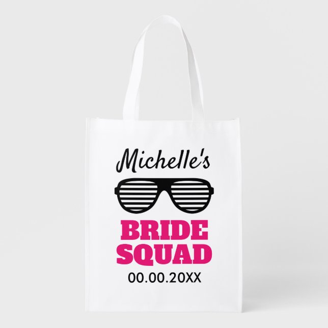 Bride's Squad big reusable grocery shopping bags (Front)