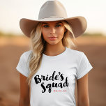 Bride's Squad Personalized Bridal Party Tanks<br><div class="desc">Custom bridal party tees and tanks with "Bride's Squad" graphic in a stylish brush script. Personalize it with your wedding date,  wedding hashtag,  names or other custom text. Perfect gift for bride,  bridesmaids and wedding party to wear while getting ready on your wedding day!</div>