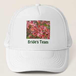 Bride's Team hat Whtie Pink Floral Wedding Party