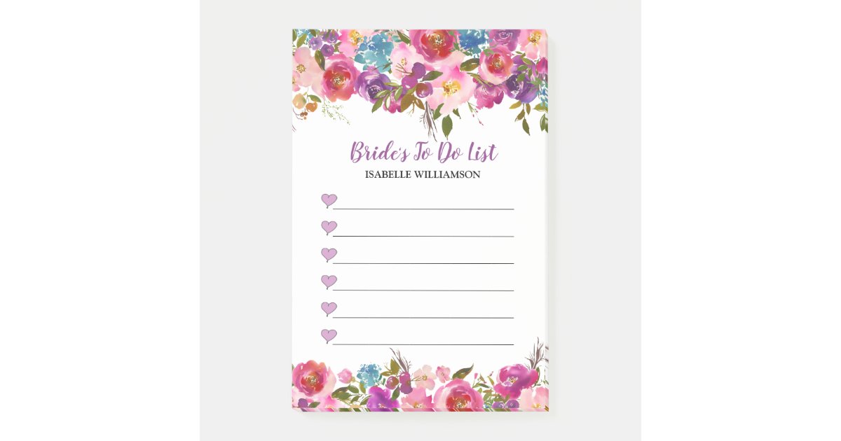 Bride S To Do List Purple Hearts And Flowers Post It Notes Zazzle Com Illustration about big heart made of small purple hearts on white background. bride s to do list purple hearts and flowers post it notes zazzle com