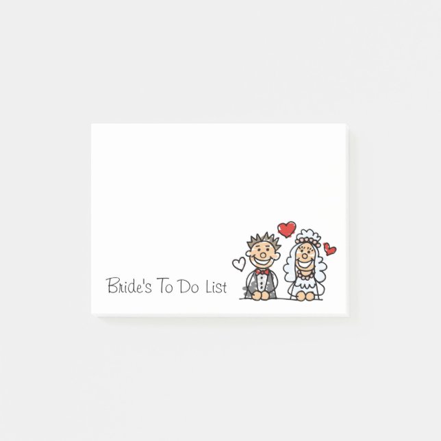 Bride's To Do List Wedding Planner Reminder Note (Front)