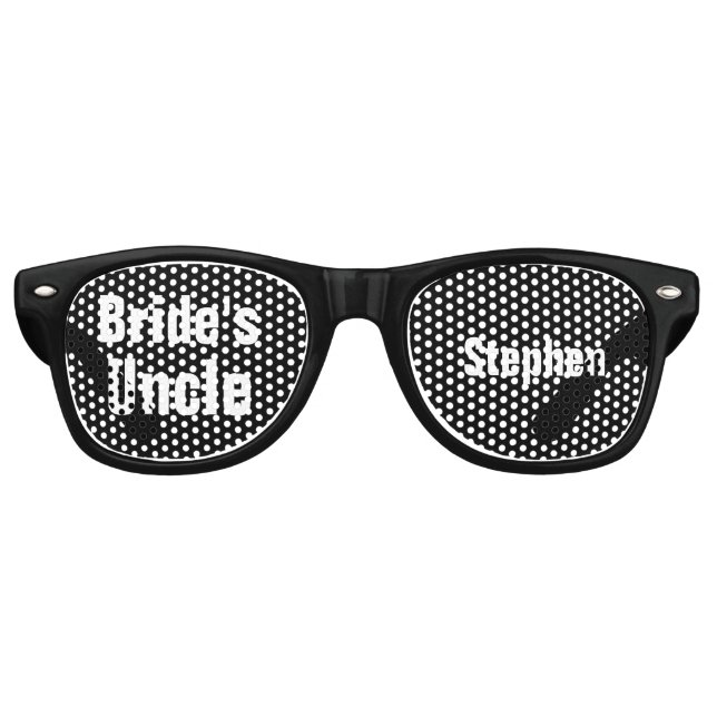 Bride's Uncle Wedding Favor Black White A10 Retro Sunglasses (Front)