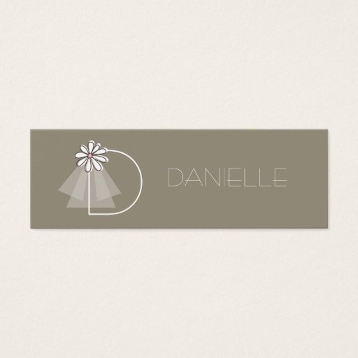 Customizable Bride's Veil Daisy Flower Monogram Bridal Gift Tag Business Cards