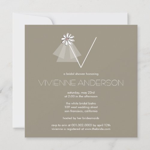 Bride's Veil Daisy Flower Monogram Bridal Shower Personalized Announcement