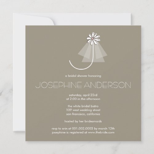 Bride's Veil Daisy Flower Monogram Bridal Shower Custom Announcement
