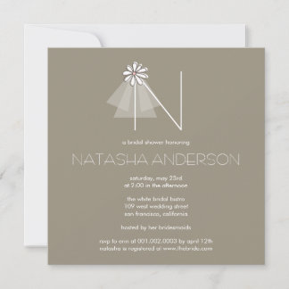 Bride's Veil Daisy Flower Monogram Bridal Shower Invitation