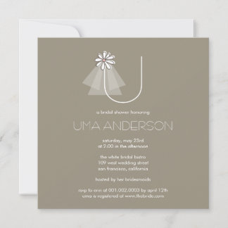 Bride's Veil Daisy Flower Monogram Bridal Shower Invitation