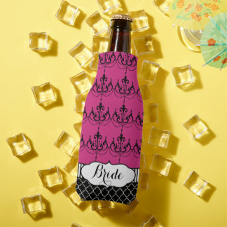 Bride's Vintage Chandelier Damask Pattern Bottle Cooler