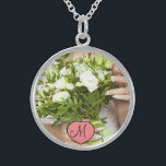 Bride's Wedding Bouquet  Photo monogram Keepsake Sterling Silver Necklace<br><div class="desc">Customize this design today! This gift is perfect for expression for the special occasion.
 Come check out our store,  for all our cool designs.</div>