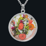 Bride's Wedding Bouquet  Photo monogram Keepsake Sterling Silver Necklace<br><div class="desc">Customize this design today! This gift is perfect for expression for the special occasion.
 Come check out our store,  for all our cool designs.</div>