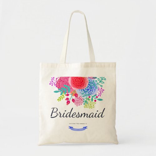 Bridesma Vibrant Bold Spring Floral Sketch Bouquet Tote Bag