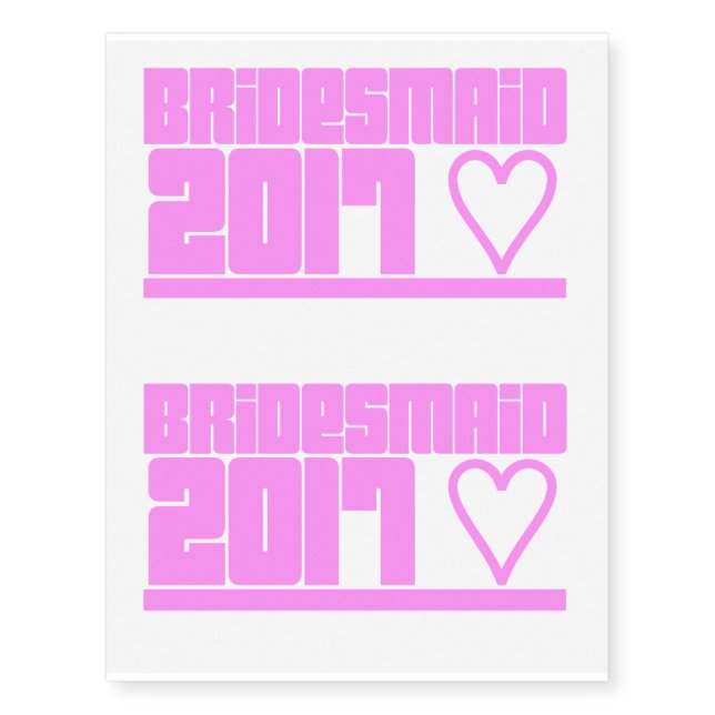 Bridesmaid 2017 temporary tattoos (Front)