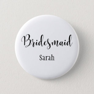 Bridesmaid 2 Black Script Typography w/ Name (30) Button