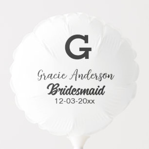 Bridesmaid add name monogram simple minimal modern balloon