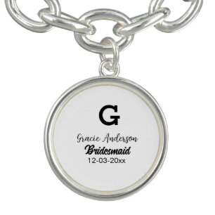Bridesmaid add name monogram simple minimal modern bracelet