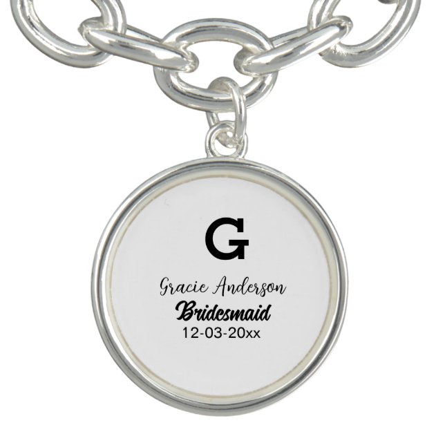 Bridesmaid add name monogram simple minimal modern bracelet (Design)