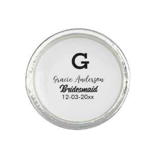 Bridesmaid add name monogram simple minimal modern ring