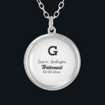 Bridesmaid add name monogram simple minimal modern silver plated necklace<br><div class="desc">design</div>
