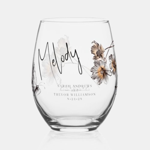 Bridesmaid Add Name  Stemless Wine Glass