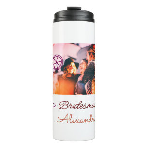 Bridesmaid add picture name cocktail glass coral  thermal tumbler