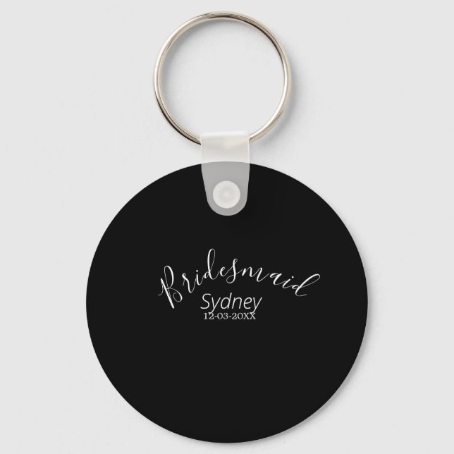 Bridesmaid bachelorette party add name modern  keychain (Front)