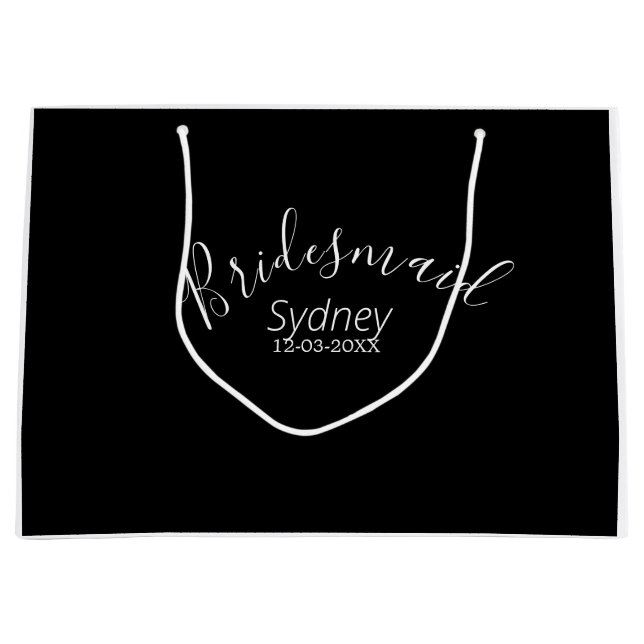 Bridesmaid bachelorette party add name modern  large gift bag (Front)