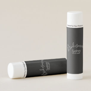 Bridesmaid bachelorette party add name modern lip balm