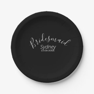 Bridesmaid bachelorette party add name modern paper plates