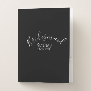 Bridesmaid bachelorette party add name modern  pocket folder