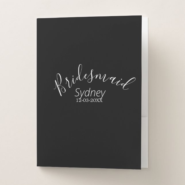 Bridesmaid bachelorette party add name modern  pocket folder (Front)