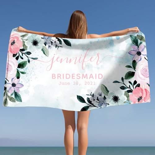 Bridesmaid Bachelorette Party Personalized Name Beach Towel
