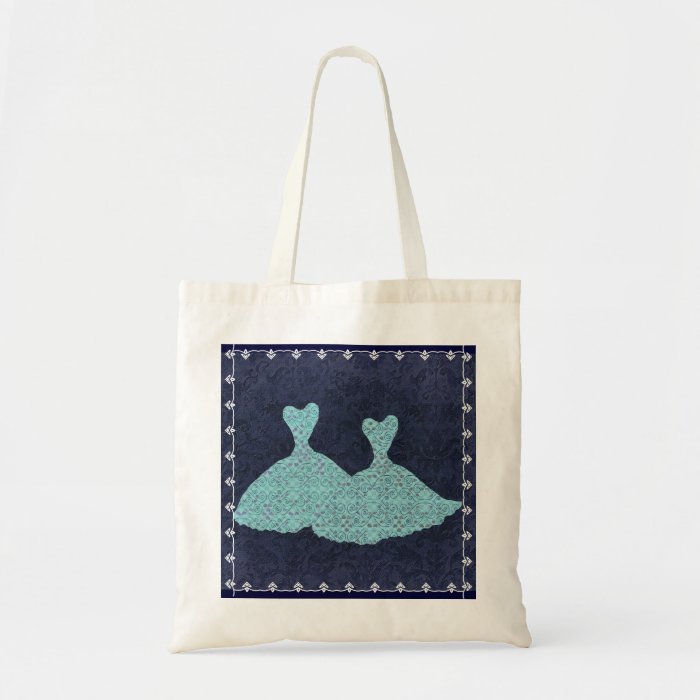 Bridesmaid Bag Aqua Blue Gowns Navy Background