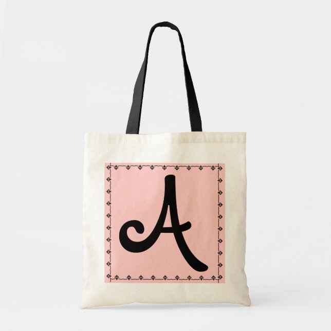 Bridesmaid Bag - BLACK Monogram PINK Background (Front)