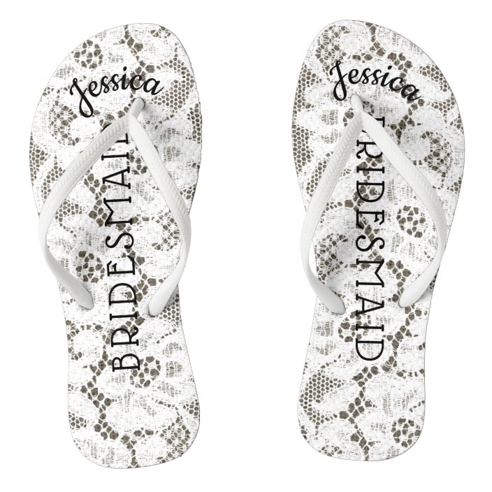 white lace flip flops