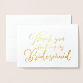 Bridesmaid Beautiful Wedding Thank you Foil Card