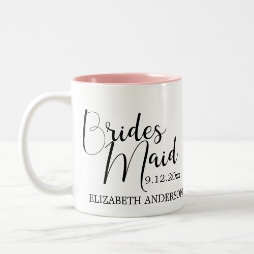 Bridesmaid Beautifully Hand Lettered Customized Two_Tone Coffee Mug