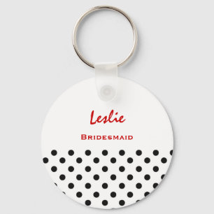 Bridesmaid Black and White Polka Dots V12 Keychain