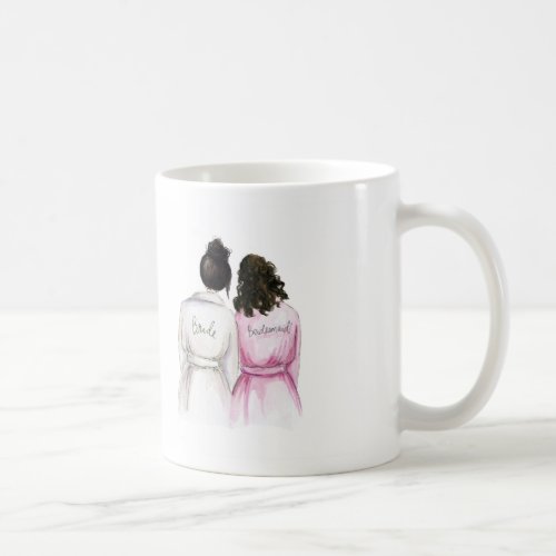 Bridesmaid Black Bun Bride Dk Br Curls Maid Coffee Mug